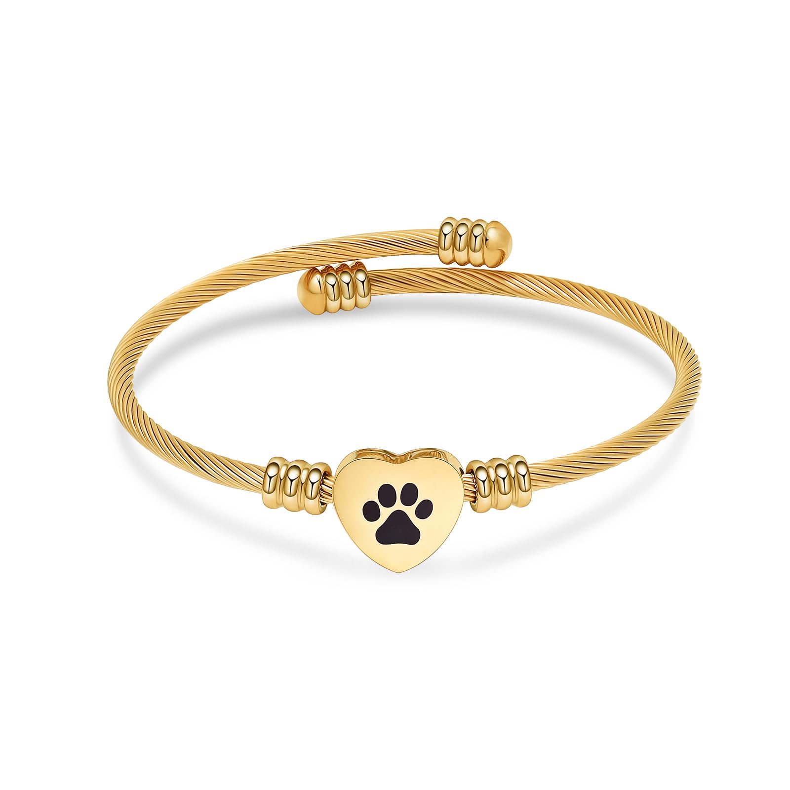 QGJNSGC Cremation Bracelet for Ashes Memorial Jewelry Stainless Steel Pet Paw Heart Shape Urn Pendant Bangle Loved Ones Funeral Ashes Holder Keepsake Gift