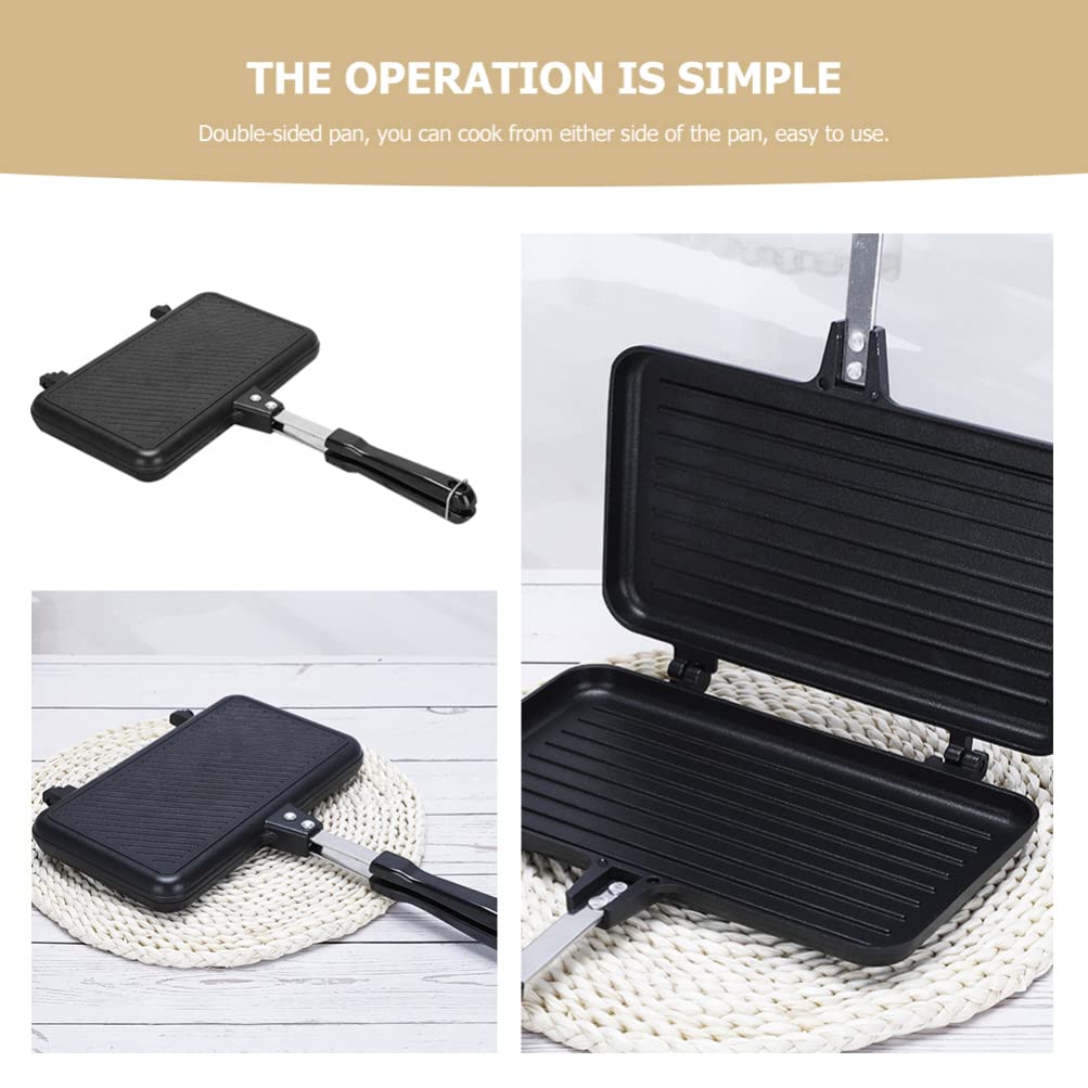 Sartén antiadherente de doble cara para hacer sándwiches de aluminio para desayunar, queso a la parrilla y cocinar en fogatas 5