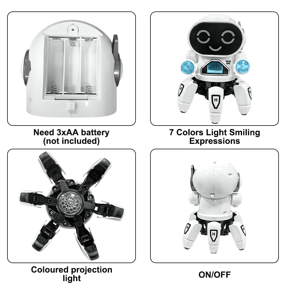 Roboter Spielzeug für Kinder, Begleitroboter mit Bunter Lichtprojektion, Tanzen, Singen und Gehen, für Alter 4-12 Jahre als Geburtstagsgeschenk