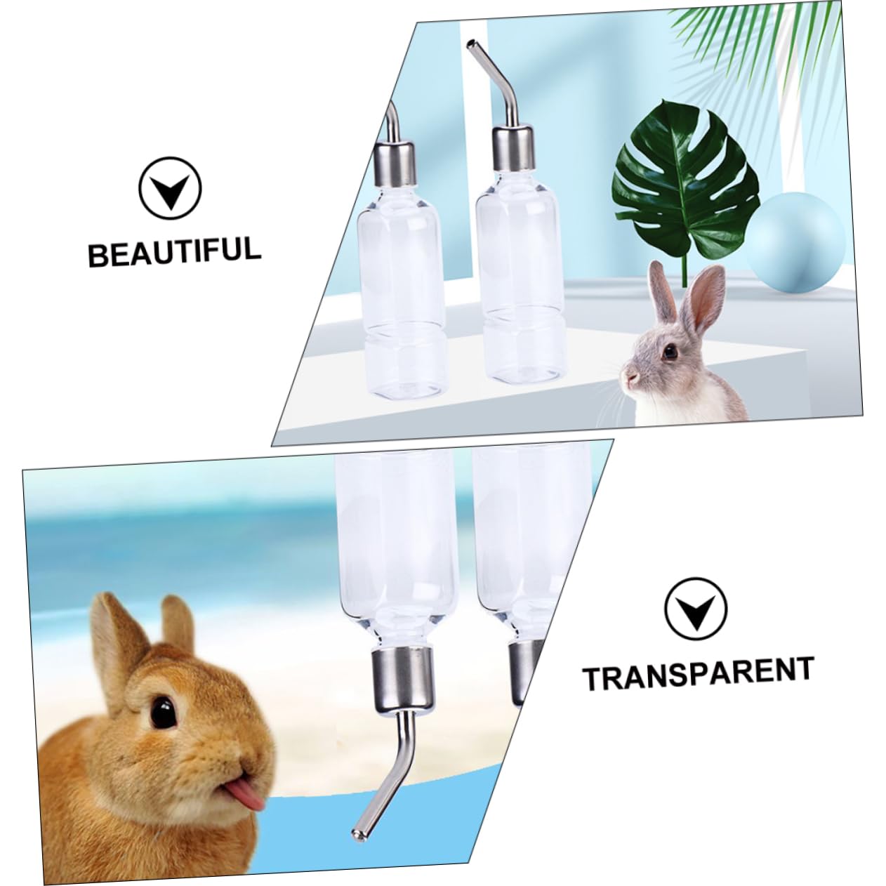 Ipetboom 6piezas Botella De Agua Colgante para Mascotas Pequeñas Bebedero Antigoteo De Inoxidable para Conejos Hámsters y Cobayas Fácil Instalación Fugas