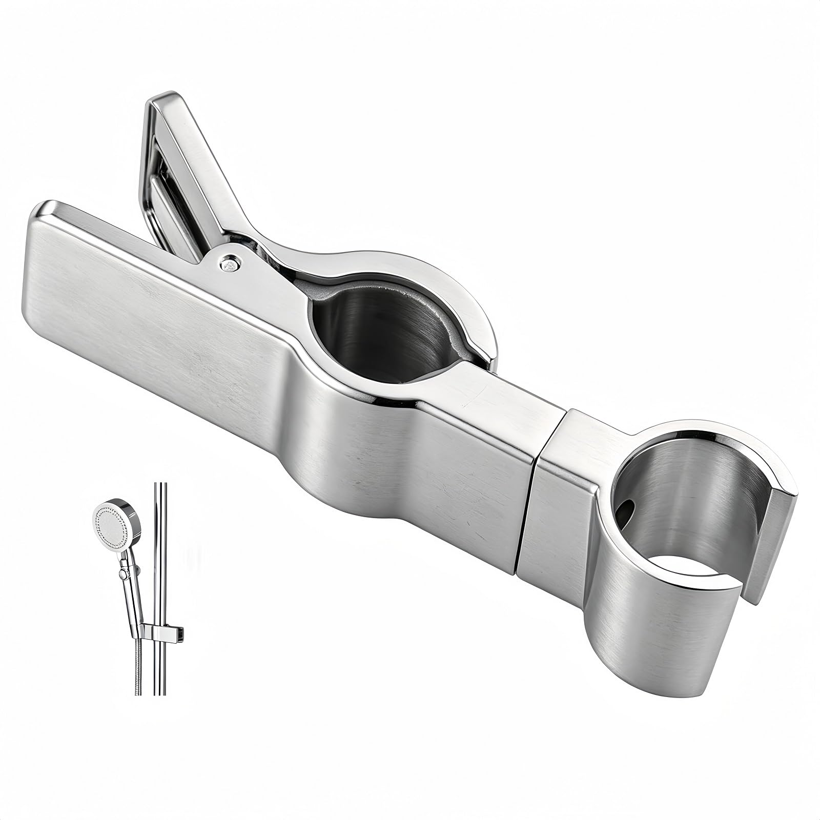 Shower Head Holder,18-28mm Adjustable Shower Holder Bracket, 45° Rotation Adjustable Shower Bracket, No Drill Removable Shower Holder for Bathroom Shower Slider Pole