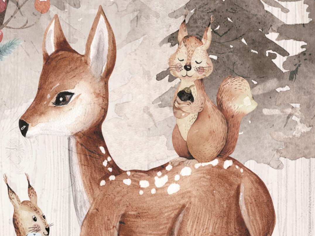 Papel pintado panorámico selva del ciervo sika, tema bosque y animales para sala de estar, dormitorio infantil, decoración de pared, paisaje natural moderno (400 x 280 cm)