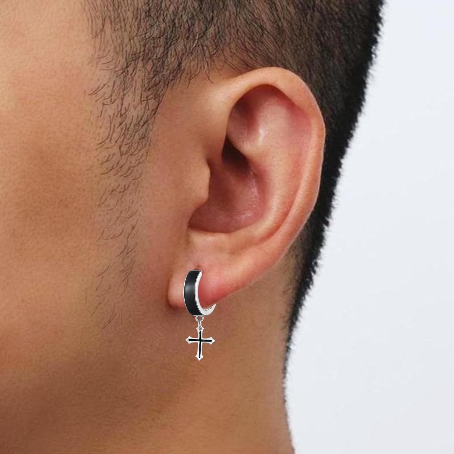 Cross Earrings for Men Women 925 Sterling Silver Black Cross Earrings Jewelry Gifts for Men Women - Image 5