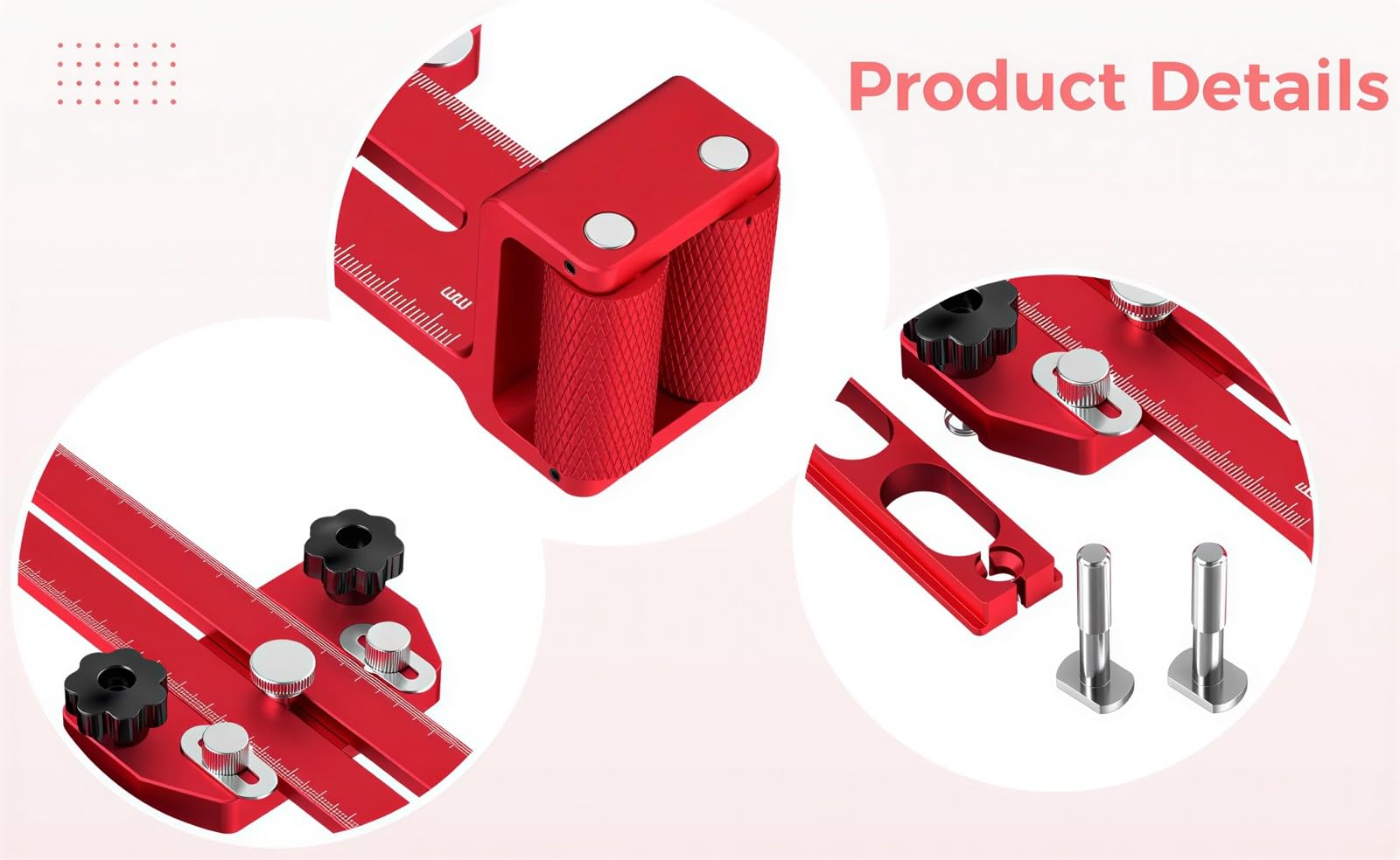 Gabarit de coupe rapide amélioré, positionneur rouge en aluminium CNC, rainurage fin à doubles rouleaux, échelle gravée 1/32 in, réglable de 6,4 à 23,9 cm, guide pour scie sur table et établi