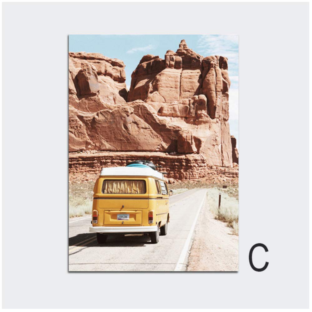Lienzo Pintura Cactus Carteles e Impresiones Cartel Lámina Art Gobi Paisaje Imágenes de Pared del Coche para la decoración de la Sala de Estar 30x40cm (11.8 "x15.7) x3 con Marco