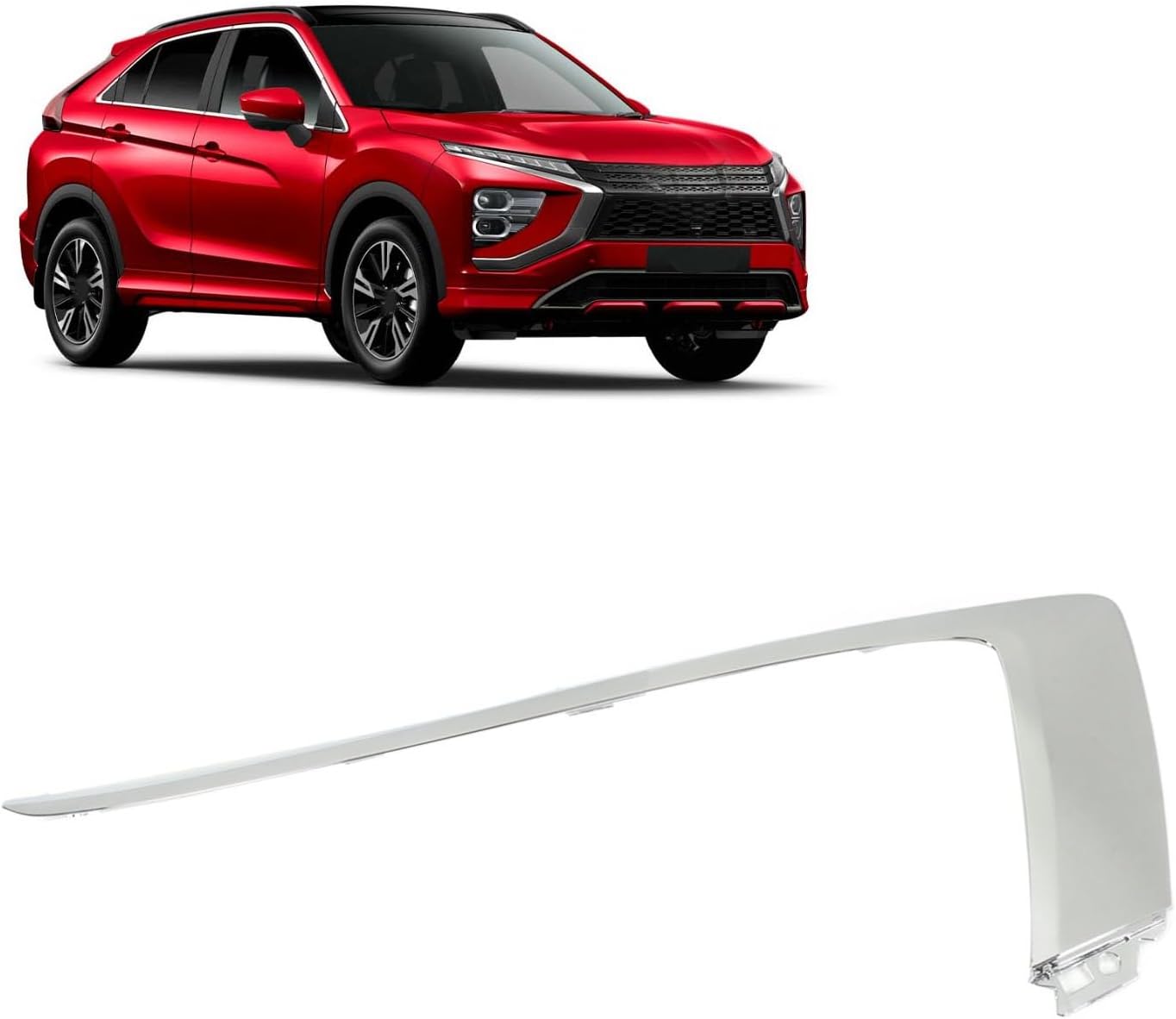 Front Bumper Upper Chrome Trim, Stylish Replacement for Mitsubishi Eclipse Cross 2018 to 2021, Construction, Weather Resistance, Improving Visual Effect (Right: 6407A316)