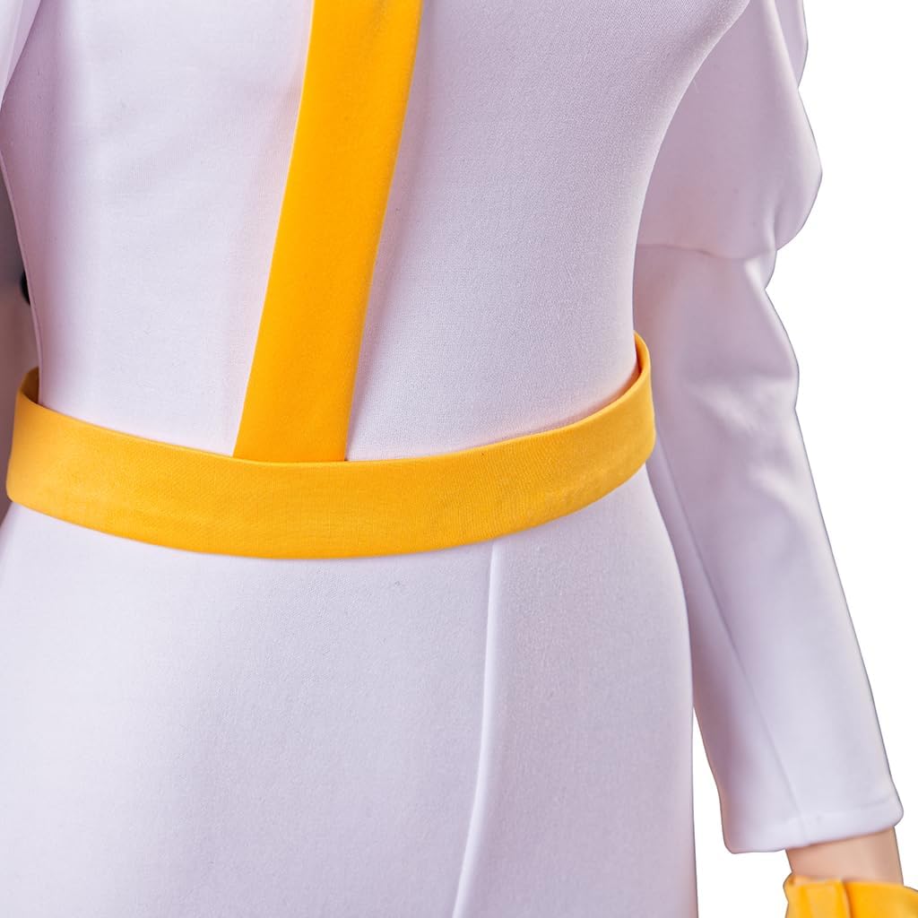 MelangCos Heroine Ororo Cosplay Costume White Queen Jumpsuit with Cape Halloween Outfit