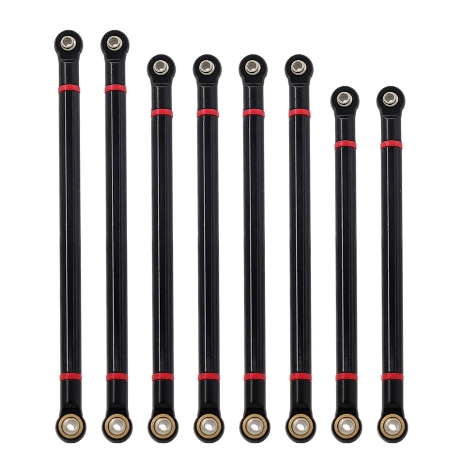 RC Upgrade Accessories for Axial for SCX10 for RGT 86100 8pcs/lot Internally Threaded Aluminum Link with M3 Rod End Set 313mm Wheelbase for 1/10 RC Crawler(Black)