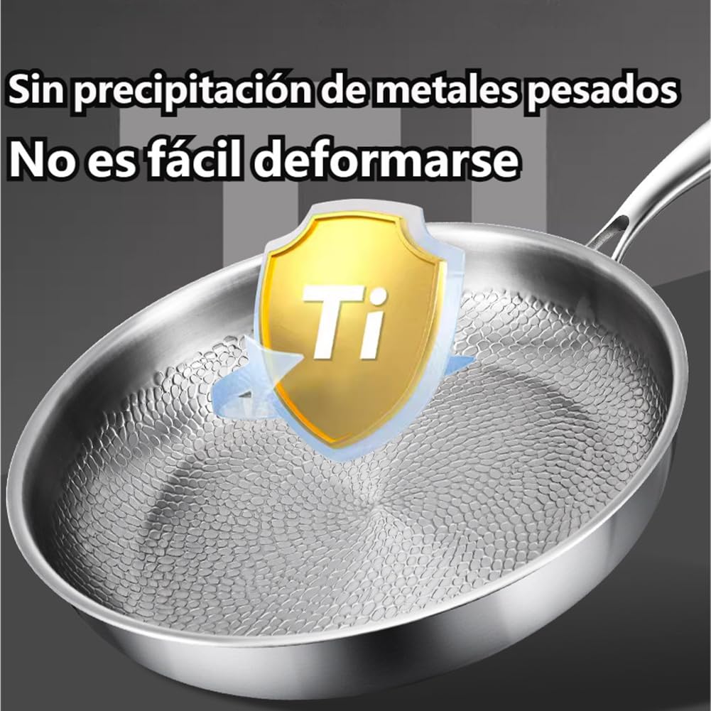 Sartén Titanio Puro, Sartén de Titanio Antiadherente Sin Tóxicos 20-30 cm, Ultraduradera Sartenes de Titanios Inducción, Base Martillada con Tapa para Todo Tipo de Cocinas (20cm Versión mejorada)
