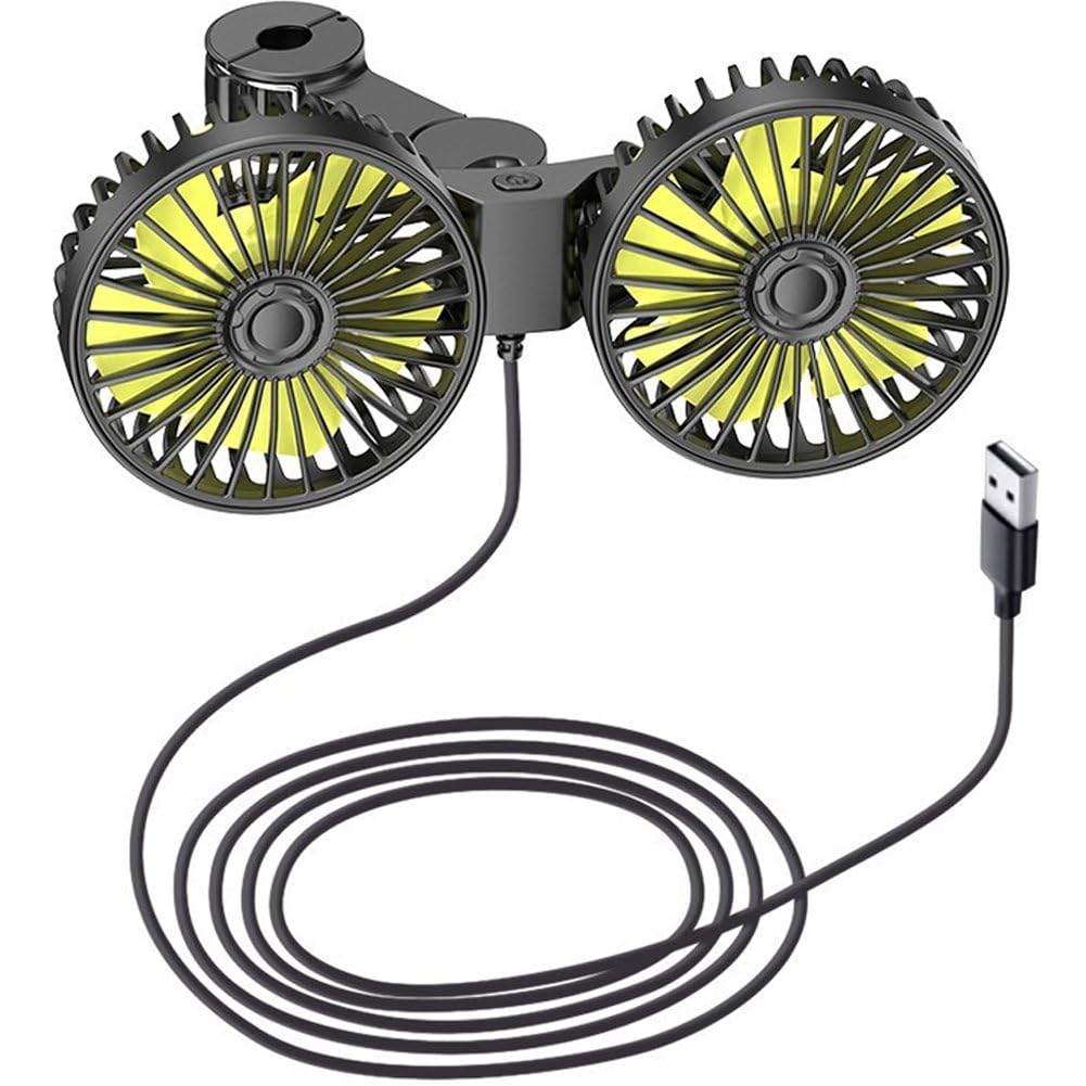 hzzsbu Car Cooling Fans for Backseat, Dual Head Car Fan Vehicle Rear Headrest Fans Electric Air Fan for Car SUV Rv Truck