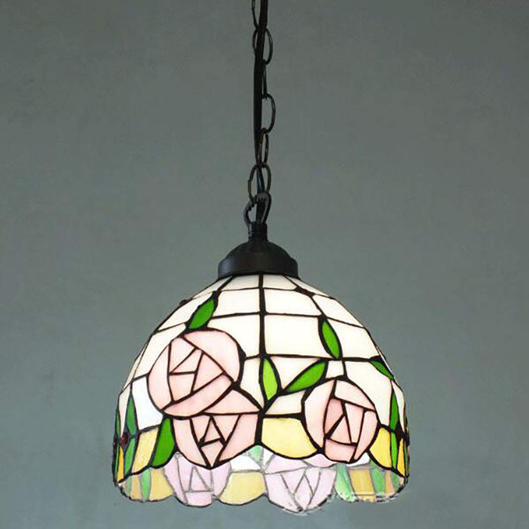 Aiboty Light Tiffany Style Victorian 1- Ceiling Pendant Fixture 8-Inch Shade, Floral Design Victorian Antique Hanging Fixtures Multicolored (E27)