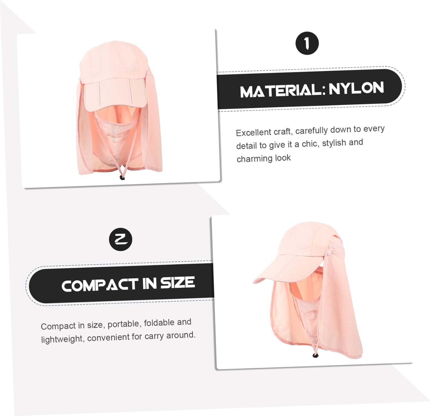 2pcs Sun Hat Nylon Clamshell Neck Sleeve Riding