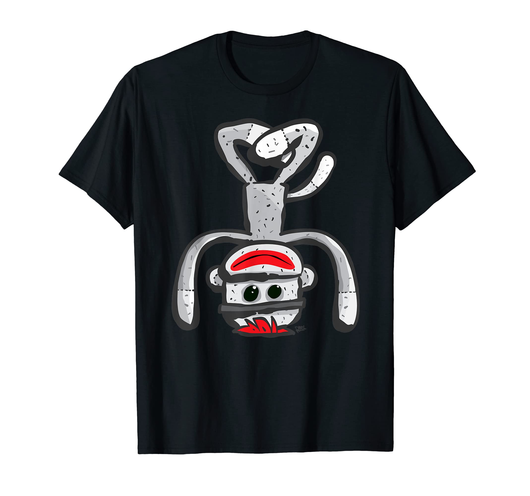 Sock Monkey in Yoga by PoczaMadeCute Sock Monkey in Yoga Asana Headstand Pose For Women T-Shirt