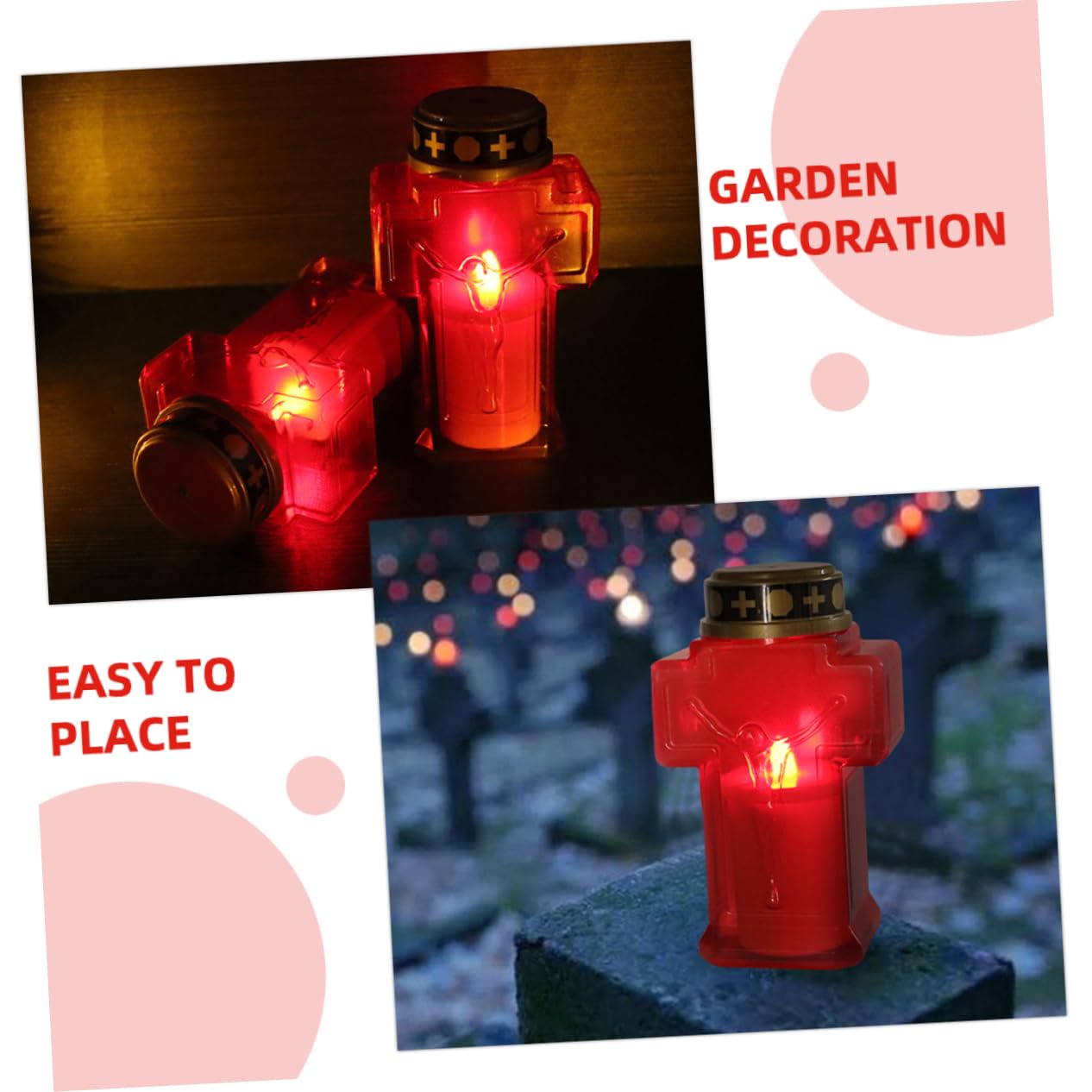 Uonlytech 6pezzi Lampade Elettriche Flameless Per Cimitero Decorazioni Per e Candela Lampade Per Cerimonie e Memoriali Design e Durevol Cera