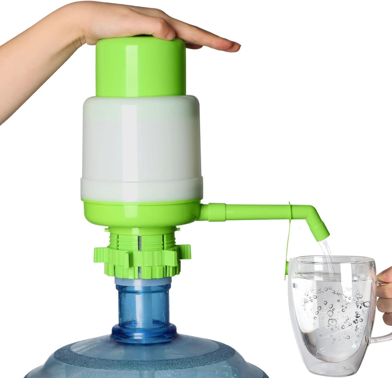 Portable Pressure Drinking Fountain Water Bottles Pump Hand Press