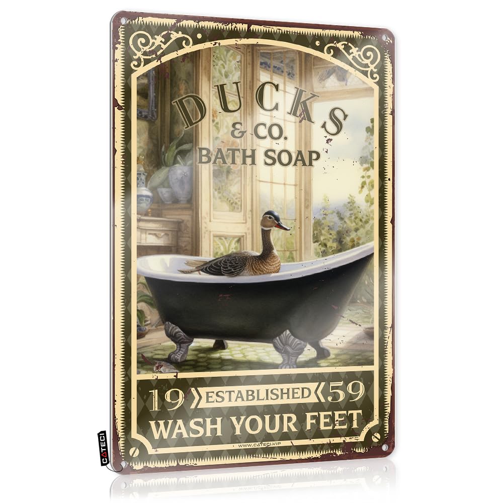 MWFKKADDB Funny House Decor Ducks Bath Soap Wash Your Paws Tin Sign Art Deco Decorretro Kitchen Decorfunny Bathroom Wall Decorapartment Decor For Men Outdoor Bar Signs Home Decor Men(30X40CM)