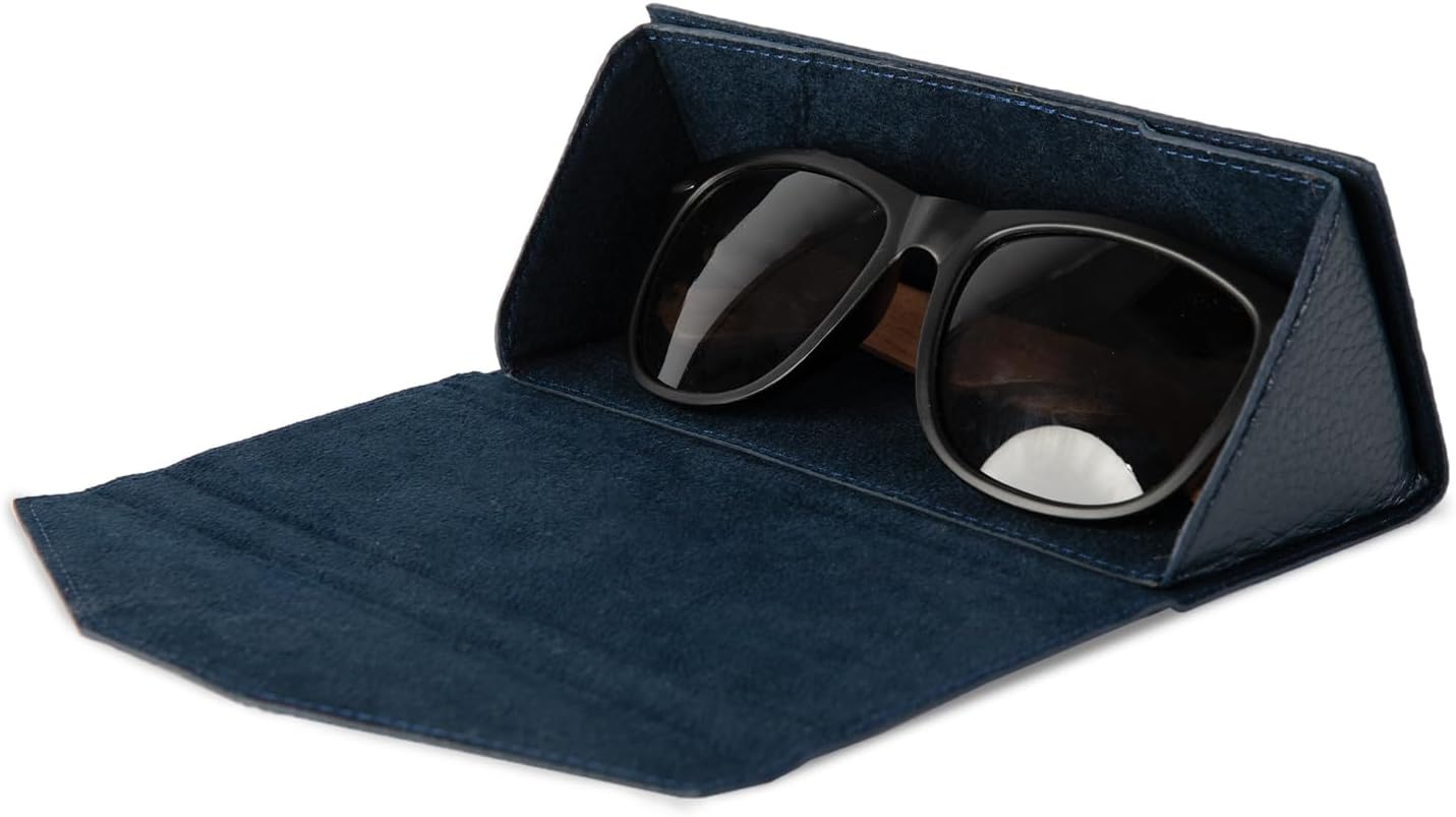 Snakehive Foldable Glasses Case - Real Leather Eyeglasses Case for Men and Women - Reading Glasses Pouch - Soft and Sturdy
