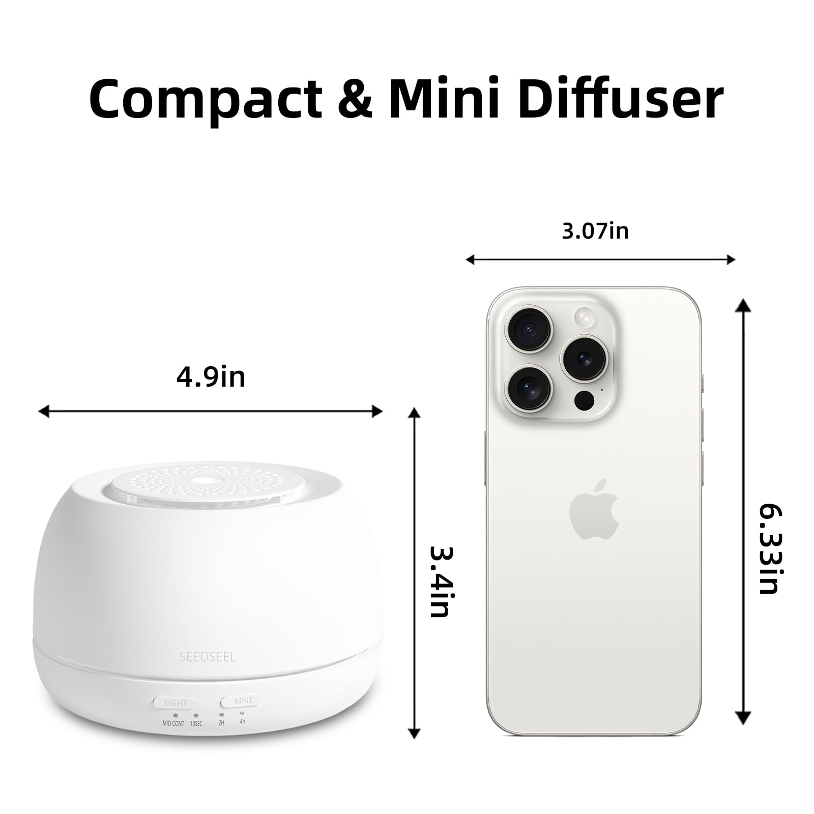 SEEDSEEL Diffusore di oli essenziali da 300 ml, 8 ore di autonomia, diffusore per aromaterapia con telecomando, luci LED a 7 colori per casa, camera da letto