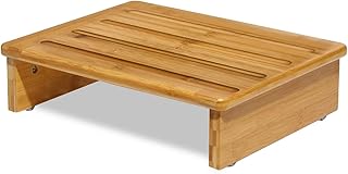 Bamboo Safety Stool Wood One Step Step Stool Mobility Half Step Stool Stepping Stool Foot Stool Natural Color with Solid Wood for Stairs Bed Kitchen Bathroom Cars for Adults Seniors and Kids Training