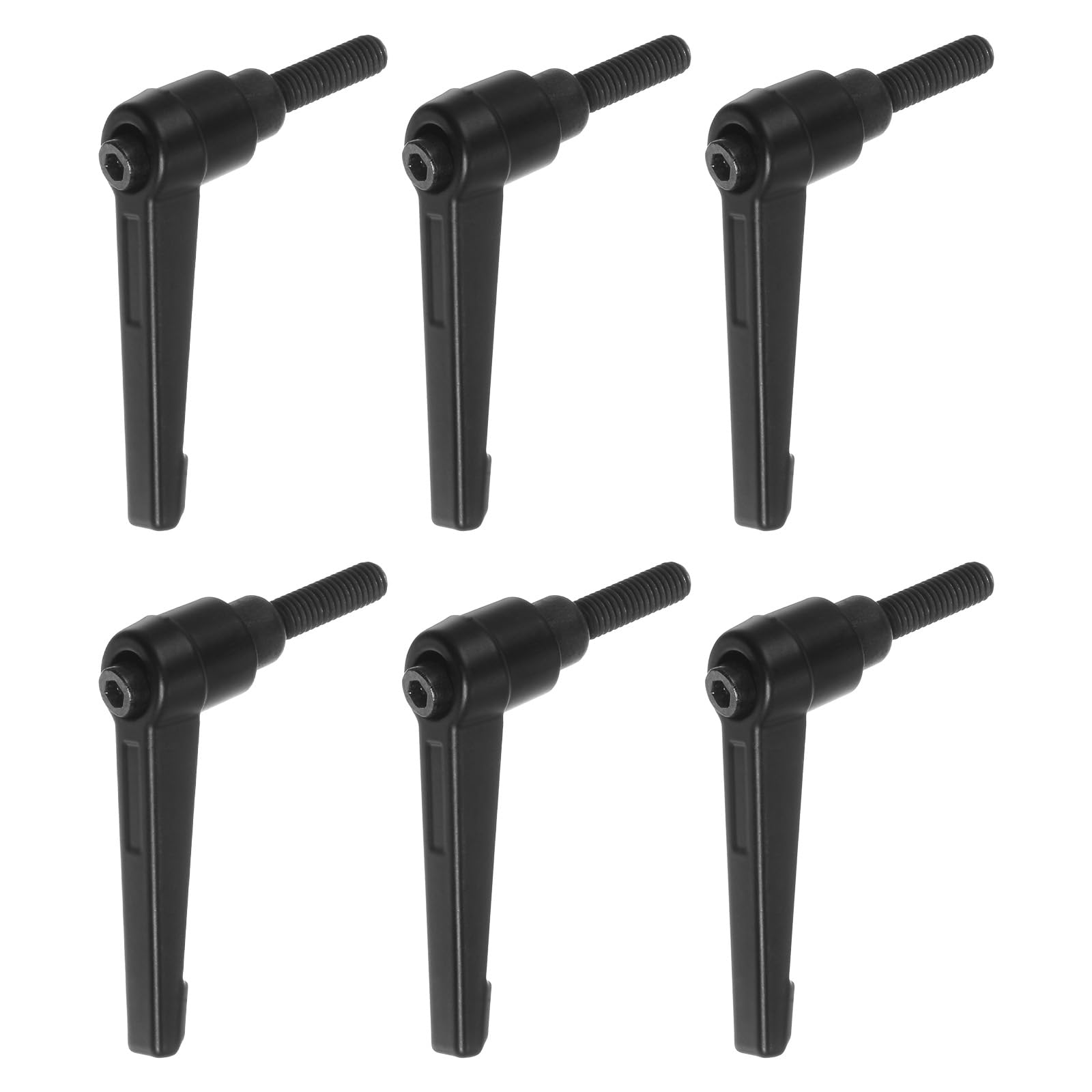 HARFINGTON 6pcs Adjustable Clamping Lever Handles M6 x 16mm Male Thread Bolt Knobs Rotating Screw Locking Quick Release Ratchet Push Button Handle, Black
