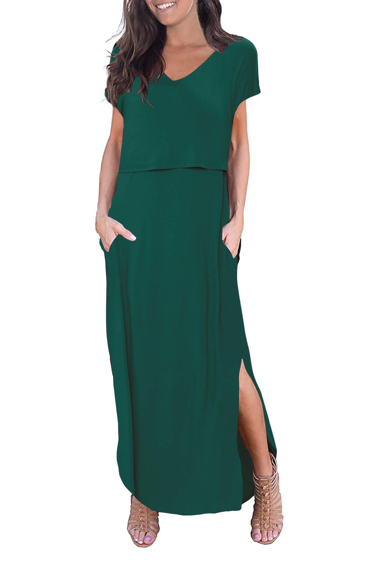 Smallshow Women's Maternity Nursing Dresses Split Long Dress for  Breastfeeding | eBay