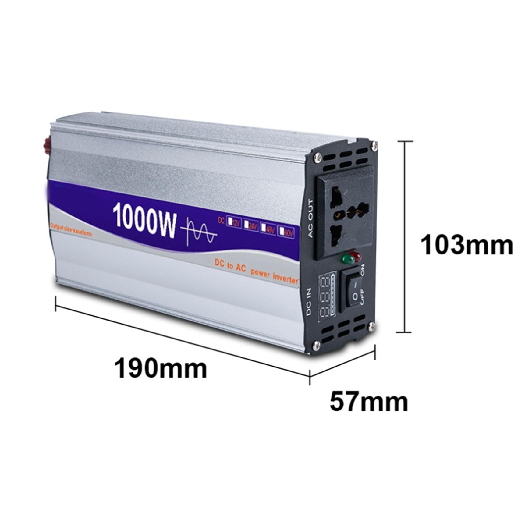 Reiner Sinuswellen-Auto-Wechselrichter 1000W 12V 24V bis 220V tragbarer Haushalts-Wechselrichter geeignet für Urlaub, Camping und Geschäftsreisen