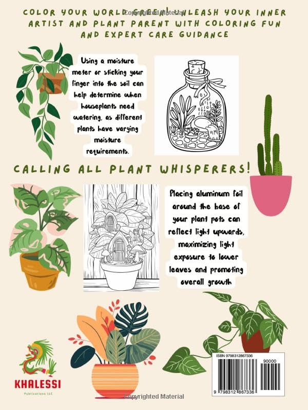 The Joyful Plant Parent Coloring Book With Secrets to Nurture and Grow Indoor Plants: 50 Cute Houseplant Illustrations of Beautiful Gardening for Green-Thumbed Adults and Children (Khalessi Learning) image 3