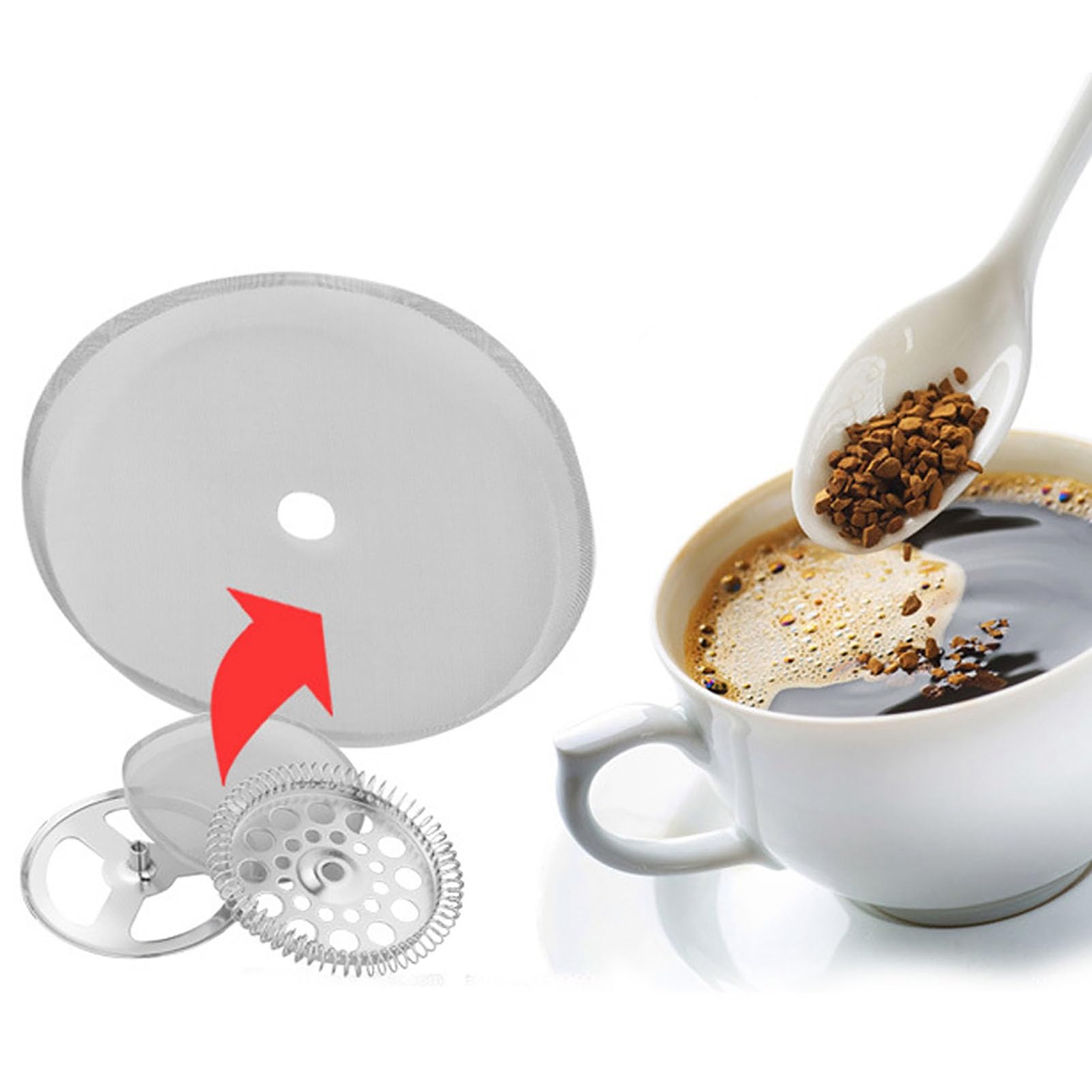 Ejoyous Kaffeefilter aus Edelstahl 304, Ultrafeines 80-Mesh-Design, Wiederverwendbarer Kaffee-Mesh-Filter für French Press und MokaPot, Perfekt für Heim-Baristas (Groß: 1000 ml)