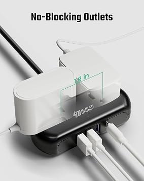 SUPERDANNY USB ile Güç Şeridi, Mini Masaüstü Şarj İstasyonu, 2 Geniş Boşluklu Priz ve 4 USB Bağlantı Noktası, 2 ft Taşınabilir Düz Fiş Uzatma Kablosu, Seyahat, Yurt Odası, Ev Ofis Esasları için, Siyah