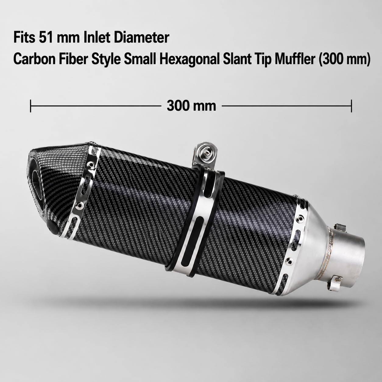 Silenciador de Escape Moto Universal Slip-On 38-51 mm | Kit Estilo Fibra de Carbono con DB Killer Extraíble , Cuerpo de Acero Inoxidable para Moto, Scooter, ATV y Quad