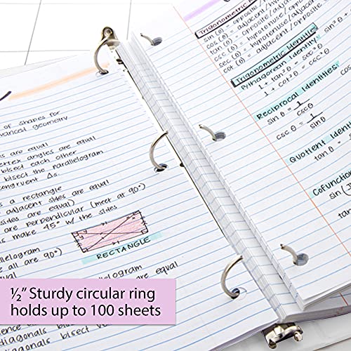 Image of BAZIC Products 1 /2 inch White 3-Ring View Binder, Round Ring, 12-Case | round rings, 1 /2 in White view 3-ring binder, 2 inside pockets, holds up to 100 sheets, Durable poly cover, 2 Pockets