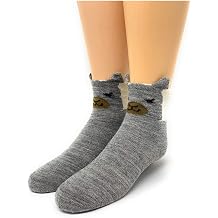 WARRIOR ALPACA SOCKS - Childrens Baby Alpaca Wool Peek-A-Boo Paca Face Socks, Non-Skip Grips
