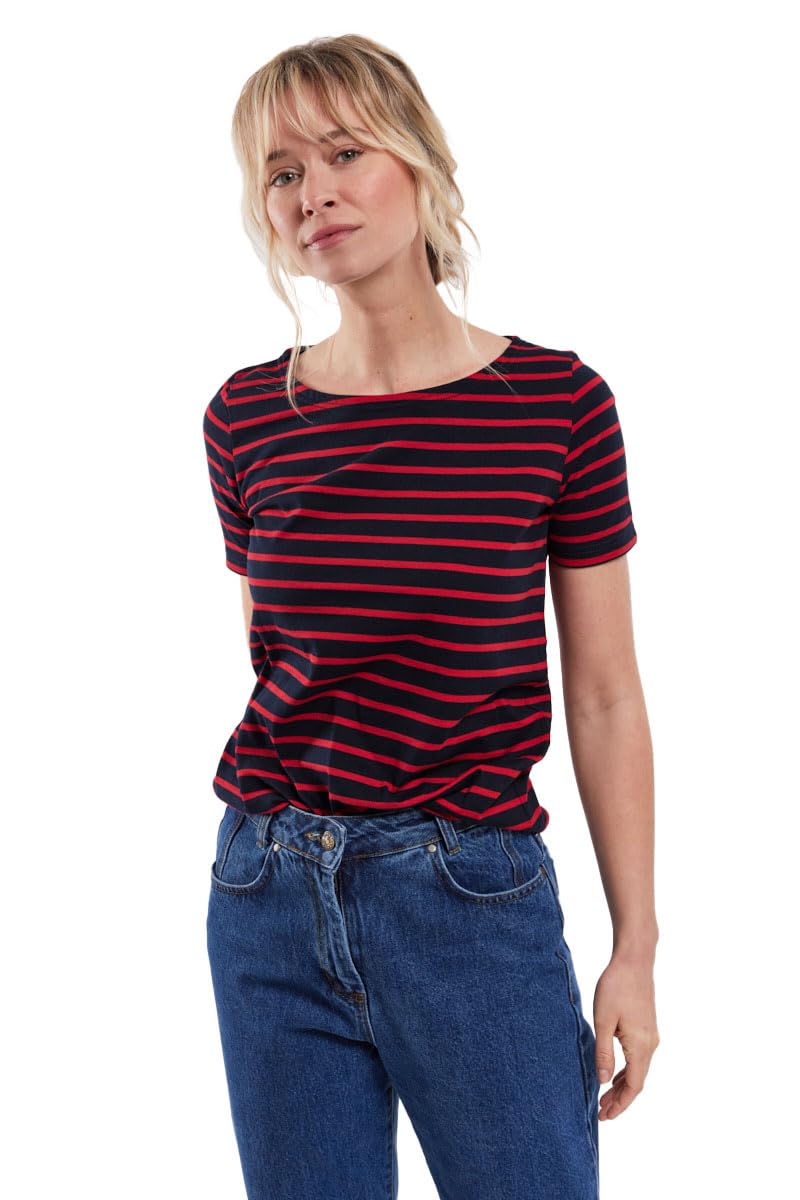 Armor Lux Women's Marinière hoëdic Héritage Femme T-Shirt Not Applicable, Multicolour (Ii9 Rich Navy/Braise Ii9), 8 (Manufacturer Size: 0)
