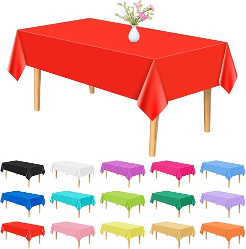 PLULON Mantel de plástico multicolor de 15 piezas de 54 x 108 pulgadas, mantel rectangular para cumpleaños, baby shower, boda, fiesta, hogar, PLULON Mantel de plástico multicolor de 15 piezas de 54 x 108 pulgadas, mantel rectangular para cumpleaños, baby shower, boda, fiesta, hogar,