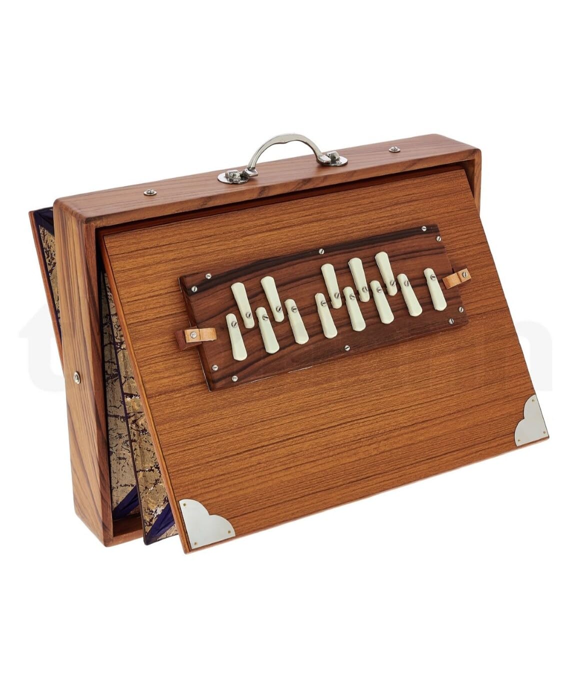 Professionelle Shruti-Box (groß), Konzert-Strauchbox, natürliche Farbe, massives Teakholz, 40,6 x 32,5 x 8,9 cm, gestimmt 440 Hz (432 Hz auf Anfrage)