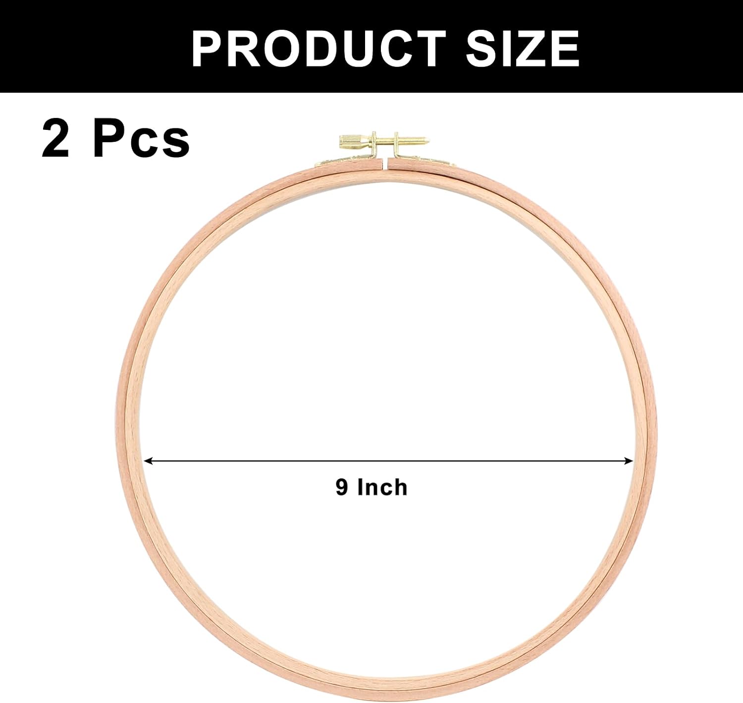 Murtenze 9" Embroidery Hoop Round Beech Wood, 2 Pack