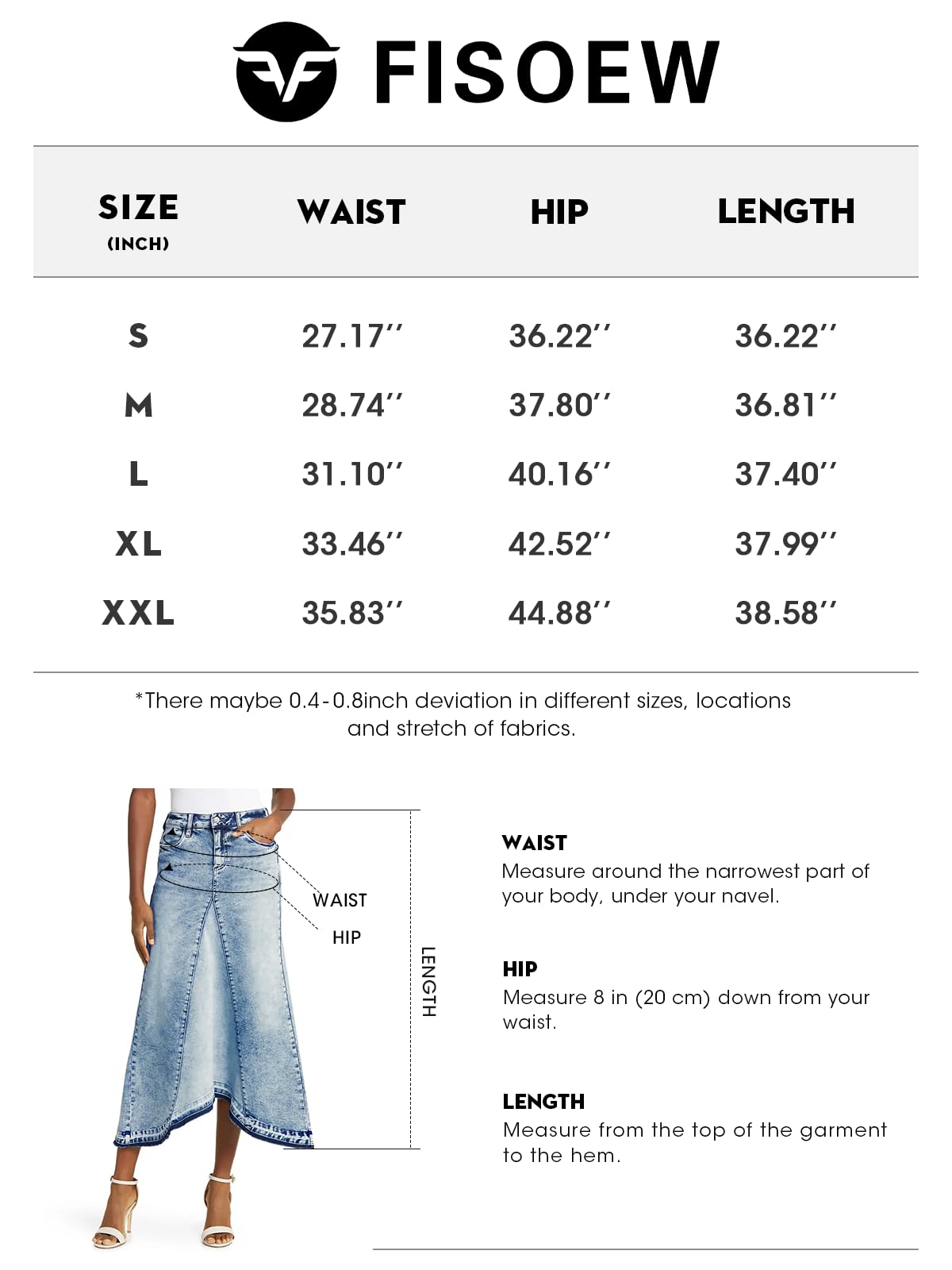Fisoew Womens Denim Maxi Skirt Doux Femme