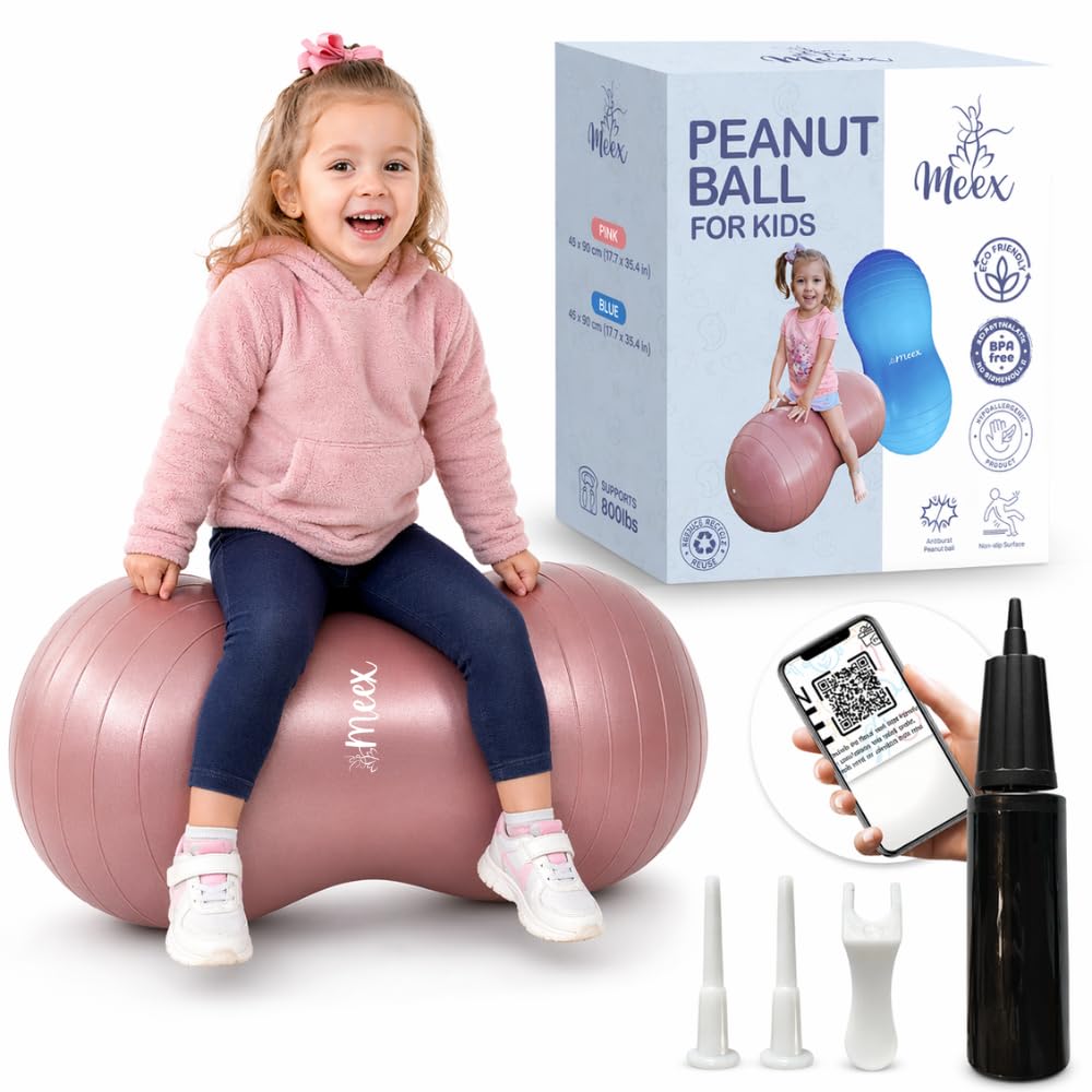 Meex Sensory Peanut Ball for Kids Therapy and Exercise - Enhance Balance, Motor Skills and Physical Therapy Calming Development with Our Yoga Ball - Flexible Seating for Autistic Children