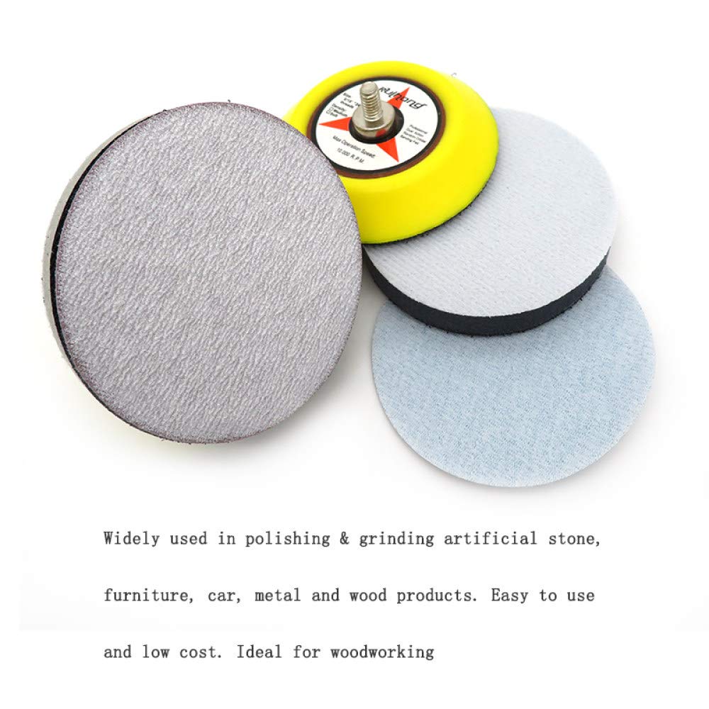 30PCS Discos de lijado de 3 pulgadas y 75 mm Gancho y amp; Papel de lija de lijado en seco blanco de bucle de grano 60 a 1000 para pulido automático de madera, surtido