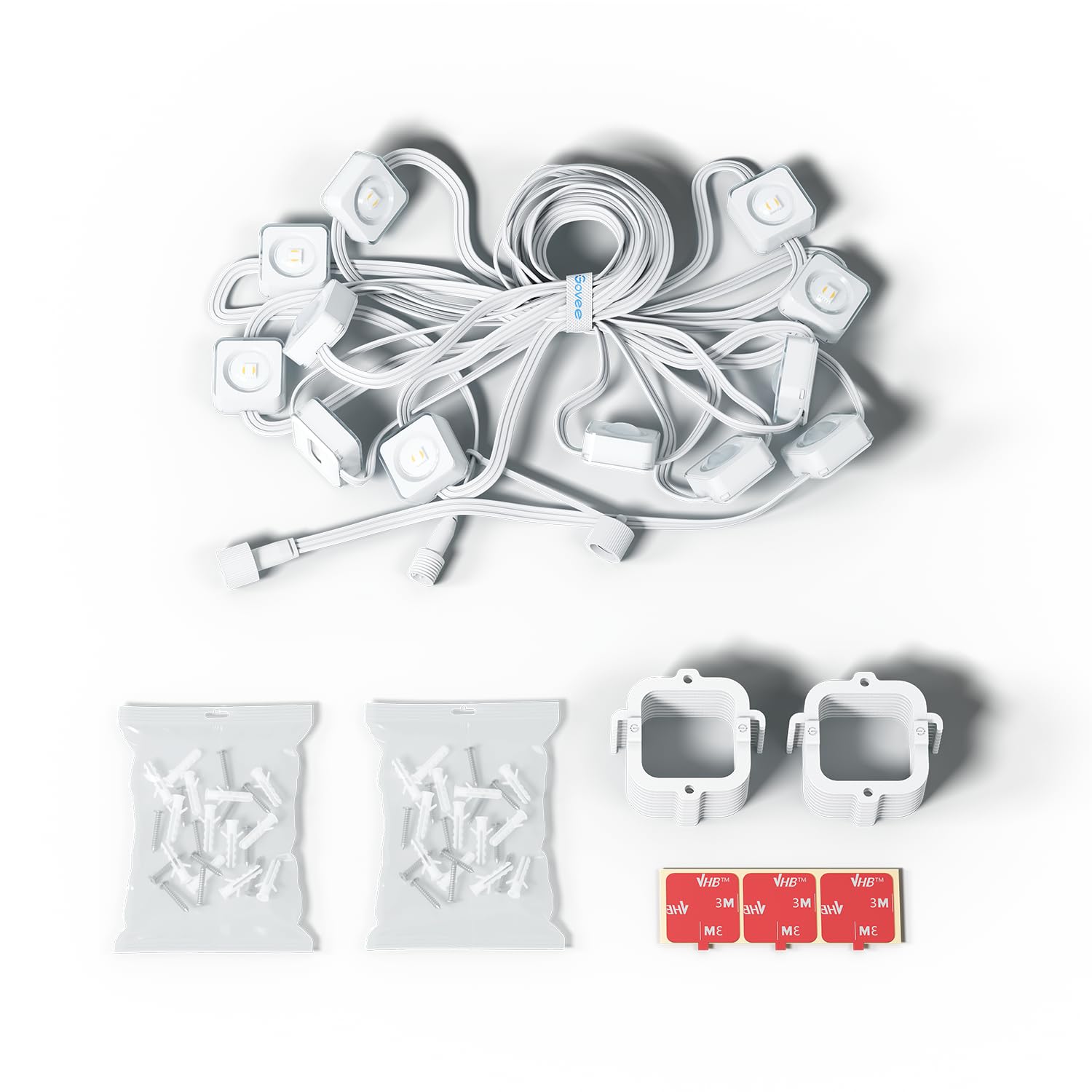 16.4ft Extension Lights Only for Permanent Outdoor Lights 2, Applicable to 50ft H705D and 100ft H705E, Not Included Adapter or Control Box, White Version