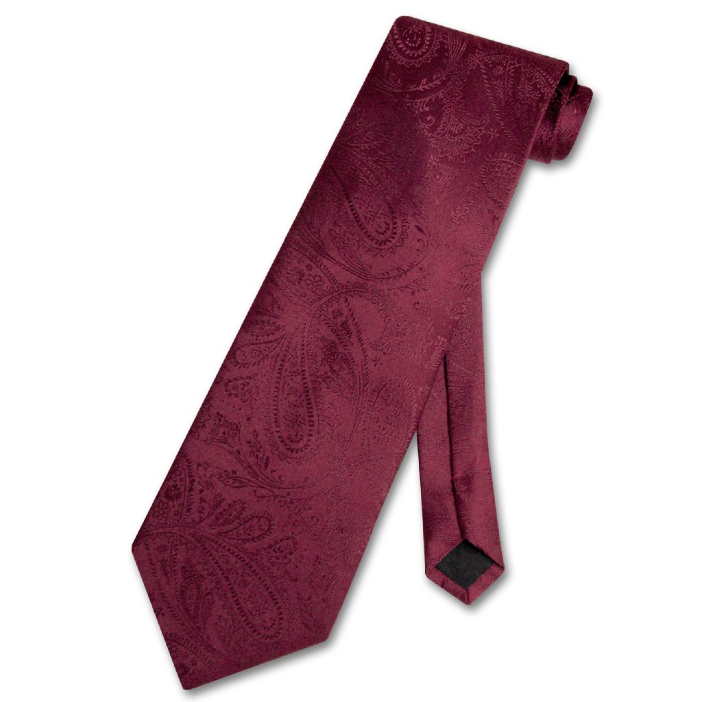 Vesuvio Napoli NeckTie BURGUNDY Color Paisley Design Men's Neck Tie