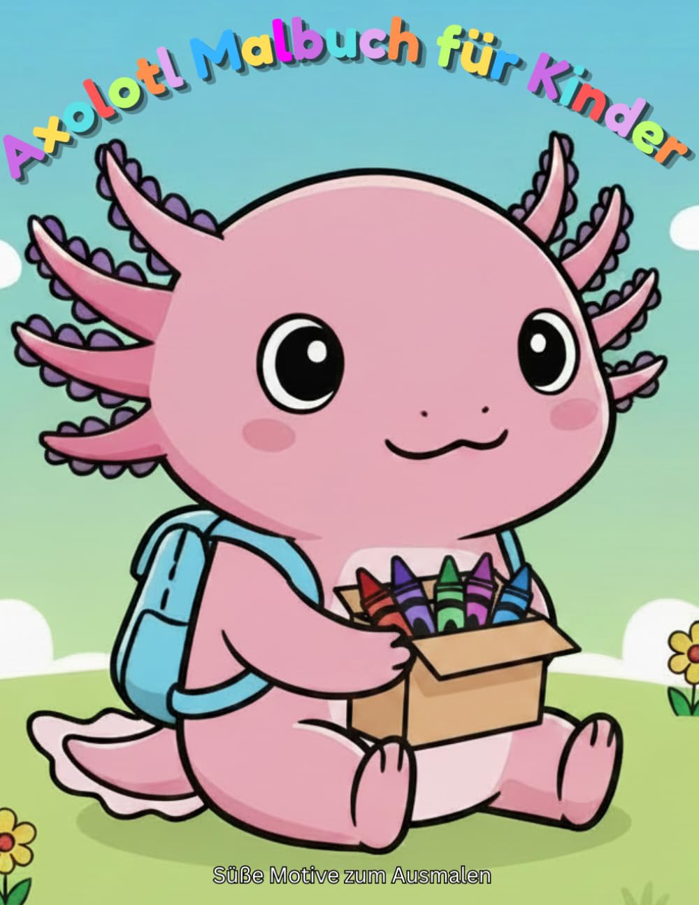 Axolotl Malbuch für Kinder 5–7: Süße Axolotl zum Ausmalen für Jungen und Mädchen