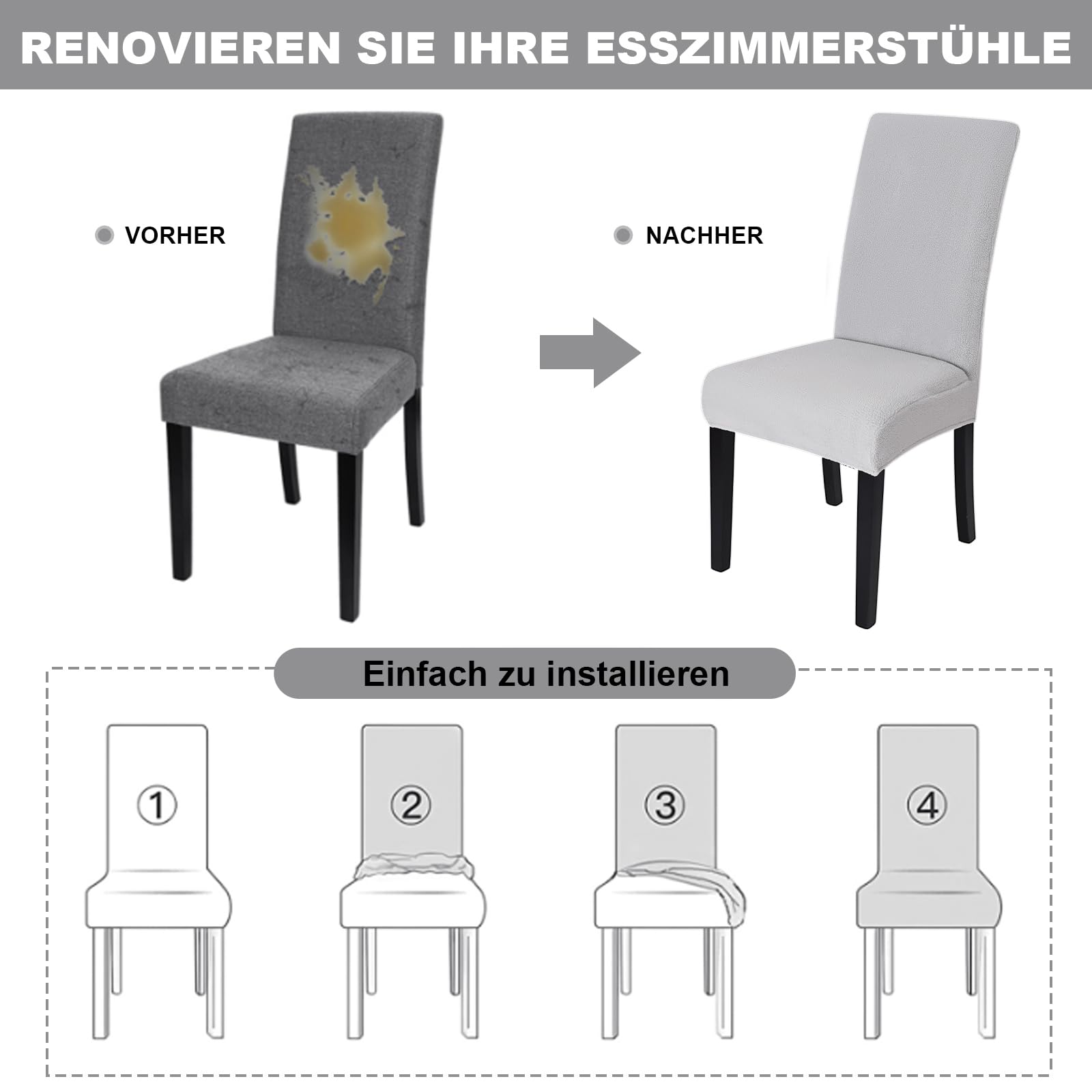 Alishomtll Pokrowce na krzesła, zestaw 4 sztuk, stretch, imitacja wełny jagnięcej, pokrowce na krzesła wspornikowe, uniwersalne pokrowce na krzesła do jadalni, nadające się do prania, zdejmowane
