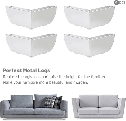 Miniatura 6 de 4 patas de metal moderno de 2.2 in para muebles de sofá con tornillos de montaje  Juego de patas de repuesto para muebles de gabinete, patas de pie