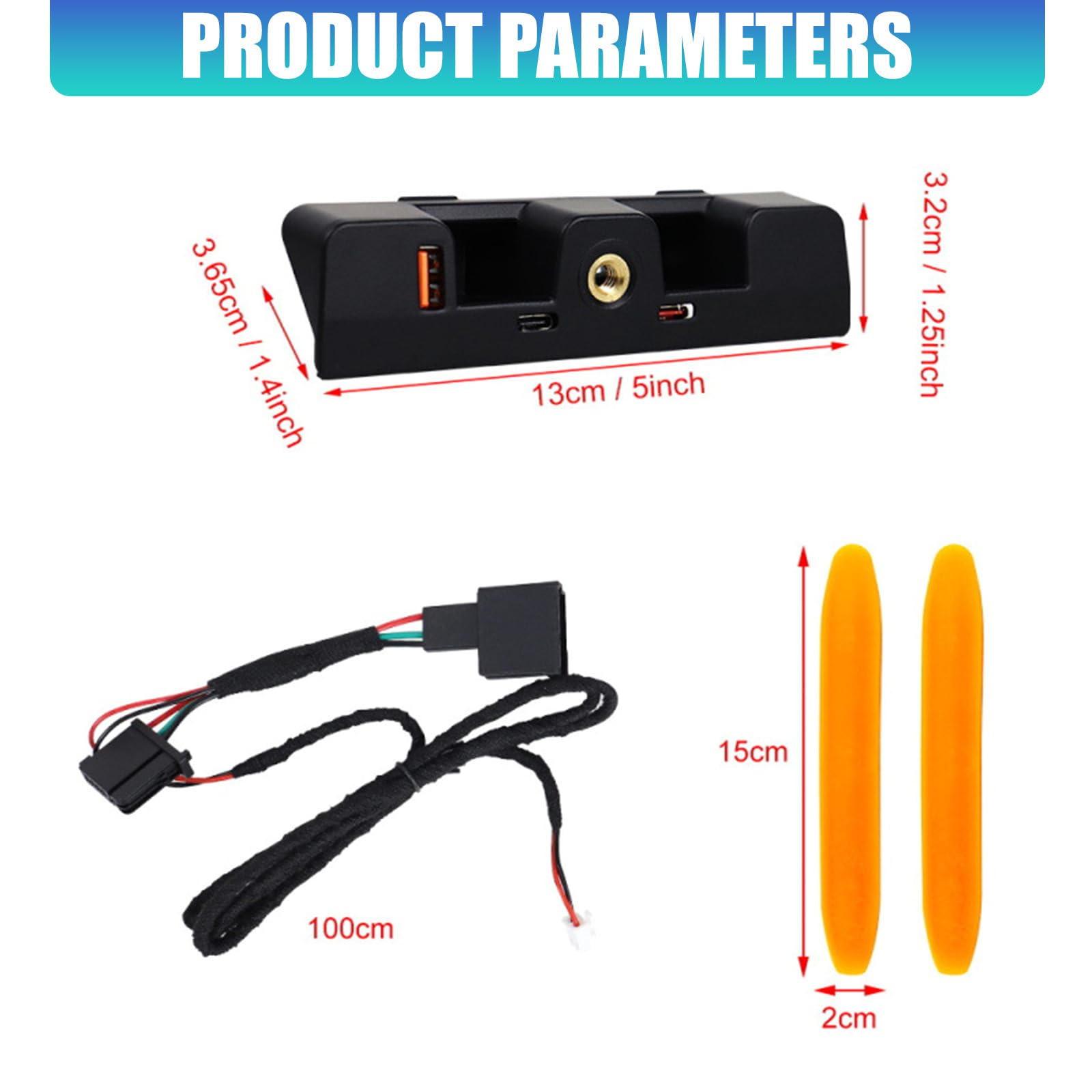 Adattatore di ricarica per auto per dispositivi multipli ABS nero Hub USB con 3 porte supporta tablet laptop per installazione cruscotto ABS Automotive USB Extender