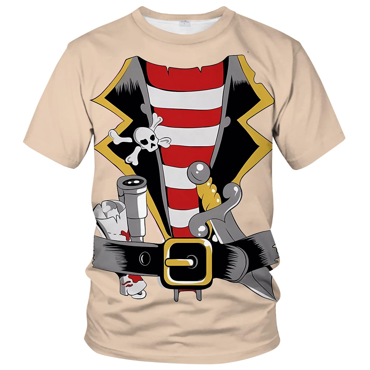 LAOLIUSN Tuxedo T Shirts for Men Tux Costume Suit and Tie Tee Shirt Gifts T-Shirt, Beige, XXXXL
