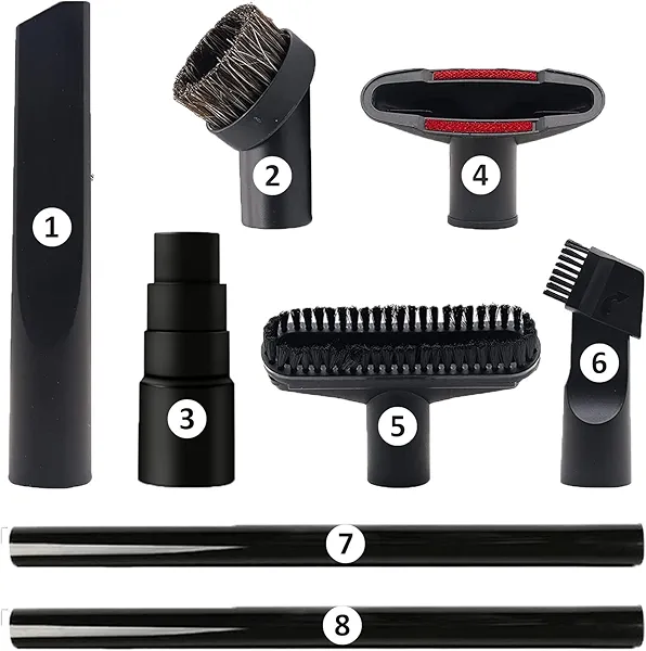 GEBDSM Vacuum Attachments, 1 1/4" Vacuum Cleaning Tools Kit for Shop Vac Accessories with 32mm/ 1.25" Extension Wands and Hose Adapter, 8 Pack