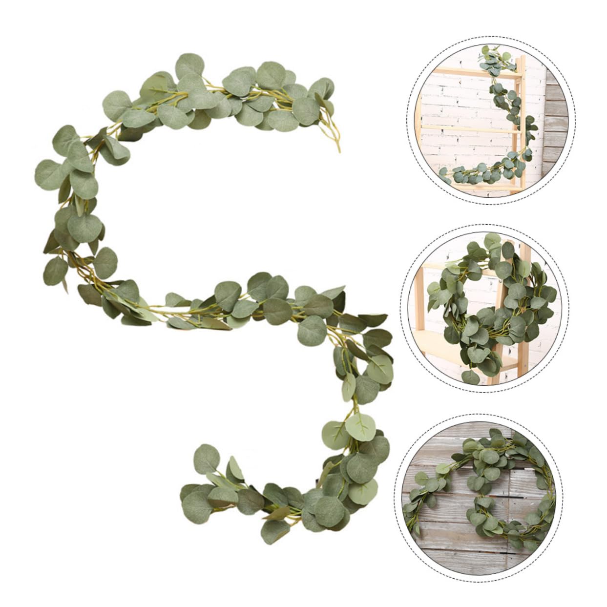 Zerodeko 3 STK Künstliches Rattan Grüner Blattanhänger Grünes Festival Weindekor Künstliches para Gefälschter Schleierkraut-blumenstiel Hängende Girlande Aus Eukalyptus Green Plastik