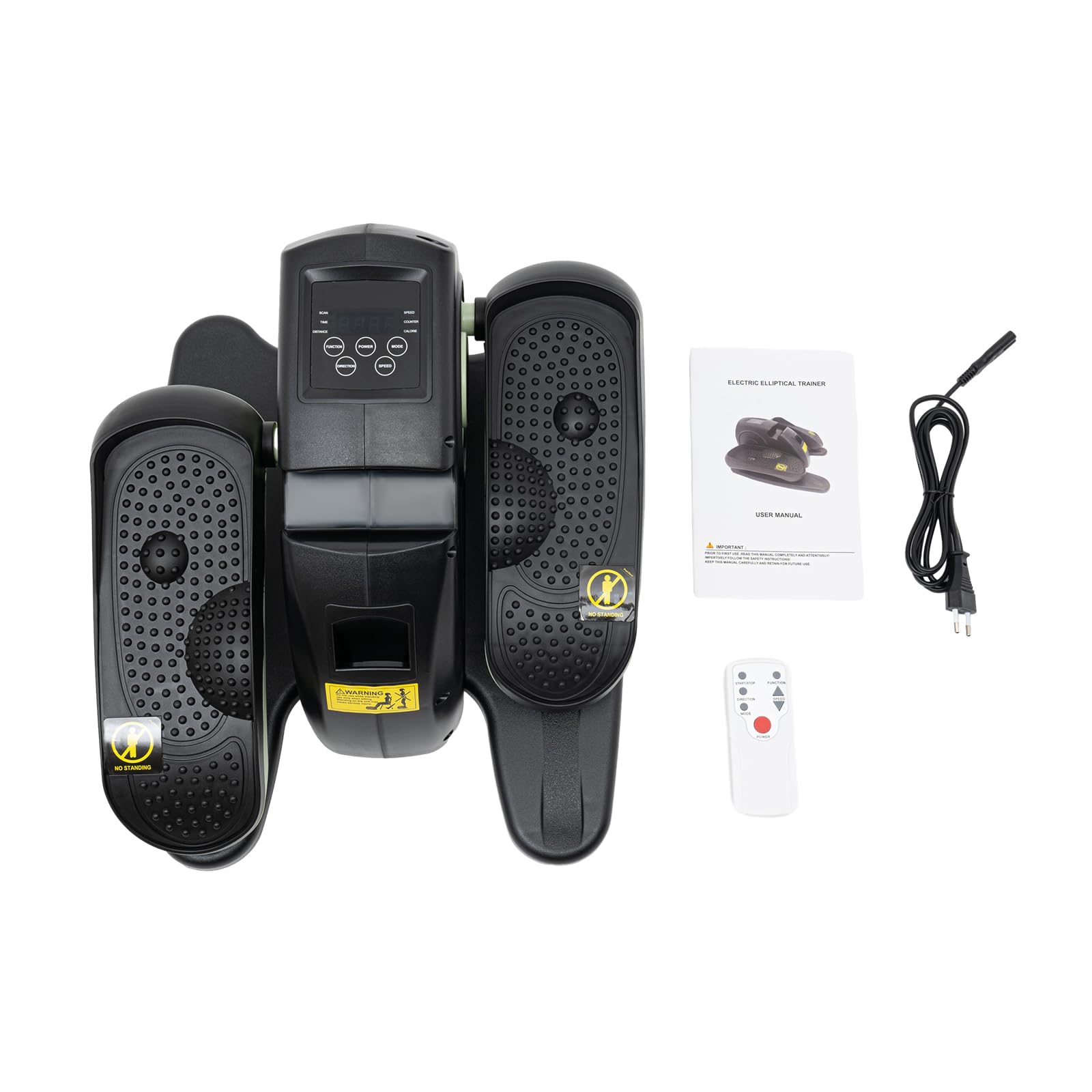Elektryczny trenażer eliptyczny z 5 prędkościami i 3 trybami regulacji, mini orbitrek elektryczny z ekranem LCD, tracker fitness, pod biurkiem, eliptyczna maszyna z pilotem zdalnego sterowania
