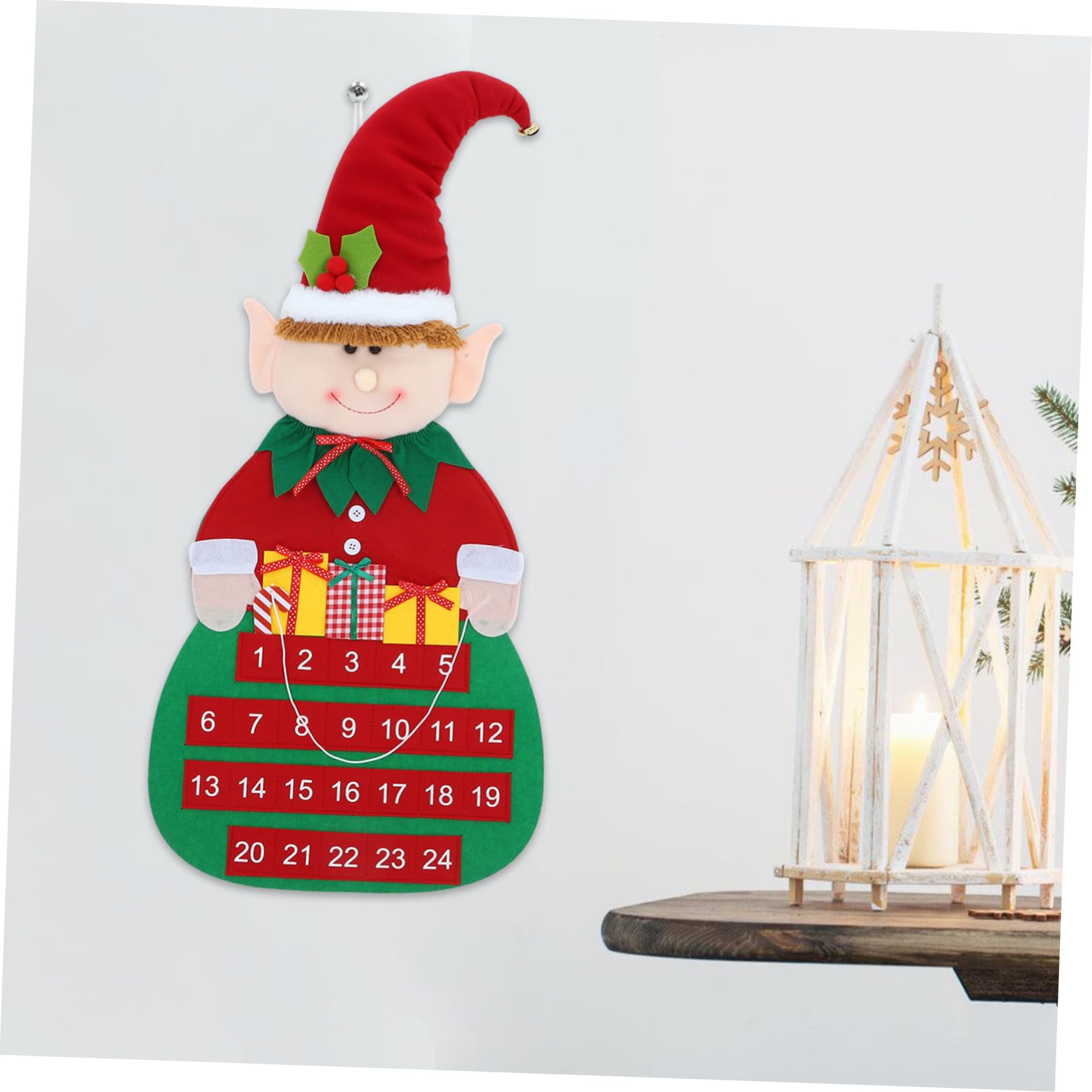 NUOBESTY Weihnachts Countdown Kalender aus Filz Adventskalender für Wand oder Tür mit Taschen zum Zählen der Tage Robust und Wiederverwendbar Einfache Anbringung für Weihnachtsdeko